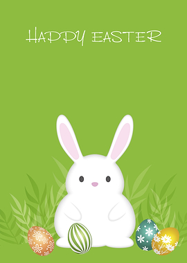 Happy Easter Bunny and Eggs