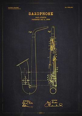 1899 Saxophone Patent Gold