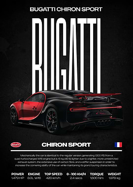 Bugatti Chiron Sport Car Poster