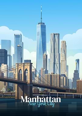 Manhattan Skyline with Brooklyn Bridge