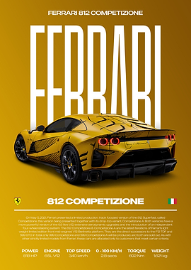 Ferrari 812 Competizione Car Poster