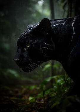 Black Panther in the Rain