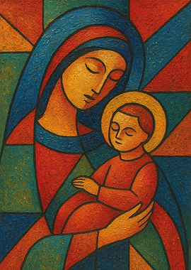 Madonna and Child in Geometric Style