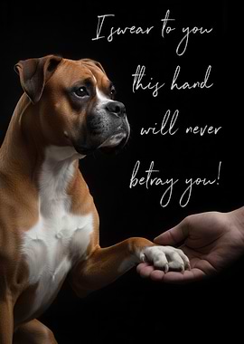 Boxer Dog's Pawshake with Human Hand