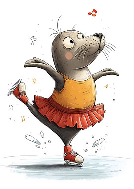 Ice Skating Seal Character