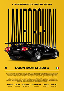 Lamborghini Countach LP400 S Car Poster
