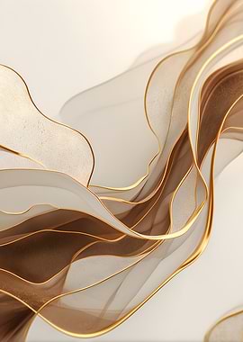 Abstract flowing gold and sheer fabric