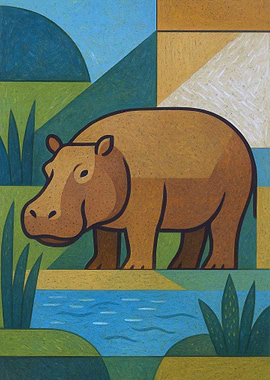 Stylized Hippo by the Water