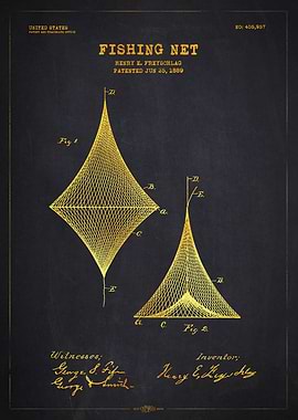 1889 Fishing Net Patent Gold