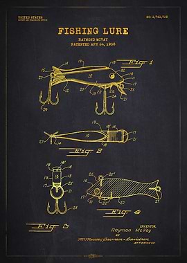 1956 Fishing Lure Patent Gold