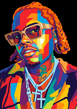 Colorful Portrait of Rapper Gunna