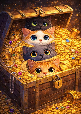 Cats in a Treasure Chest