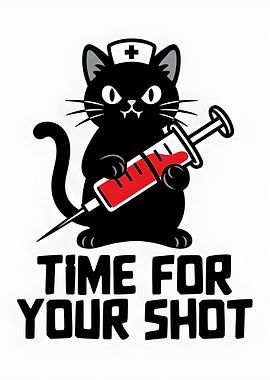 Black Cat Nurse with Syringe