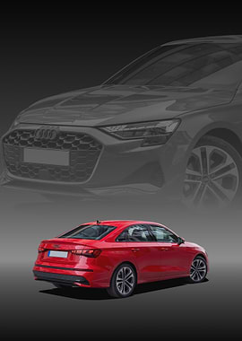 Red Audi A3 Sedan Rear View