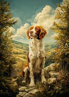 Brittany Spaniel in a Mountain Landscape