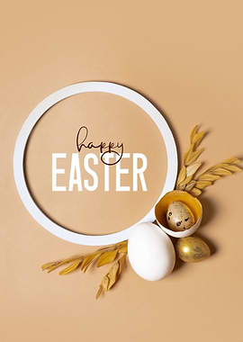 Happy Easter Eggs and Wheat