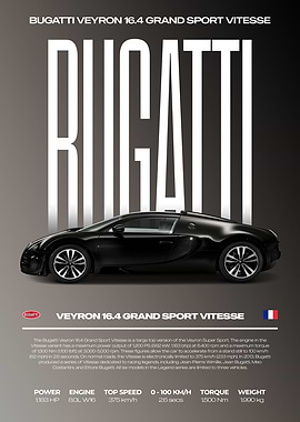 Bugatti Veyron Grand Sport Vitesse Car Poster