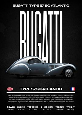 Bugatti Type 57 SC Atlantic Poster