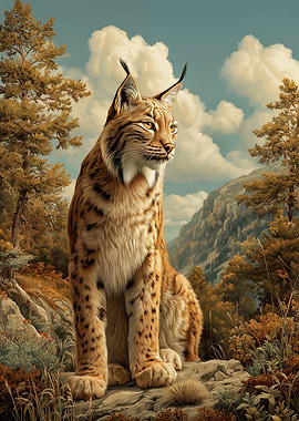 Lynx in a Mountain Landscape