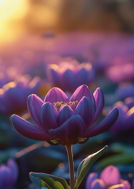 Lotus Flower at Sunset