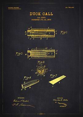 1905 Duck Call Patent Gold