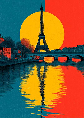 Eiffel Tower Reflection in Paris