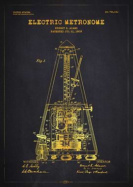 1903 Electric Metronome Patent Gold