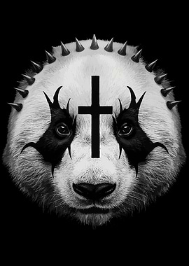 Spiked Panda with Cross Makeup