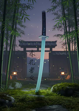 Samurai Sword in Bamboo Forest