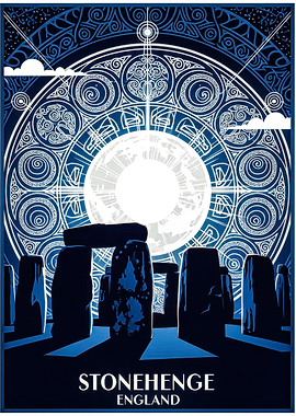 Stonehenge at Night with Full Moon