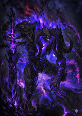 Dark Demon Warrior with Purple Energy