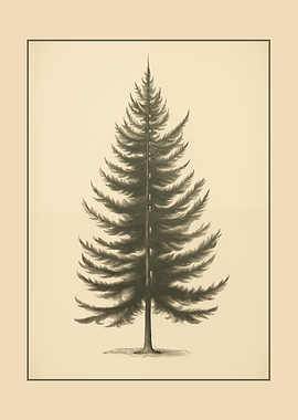 Vintage Pine Tree Art