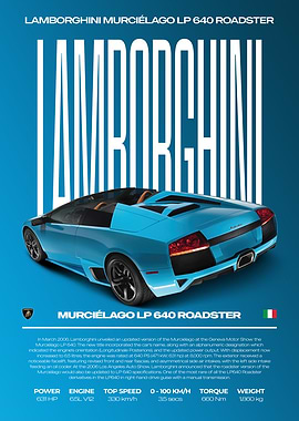 Lamborghini Murciélago LP 640 Roadster Car Poster