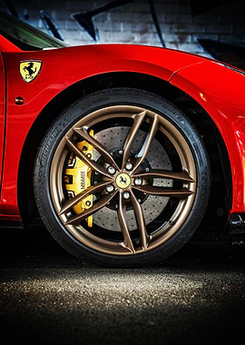 Ferrari Wheel and Emblem Poster