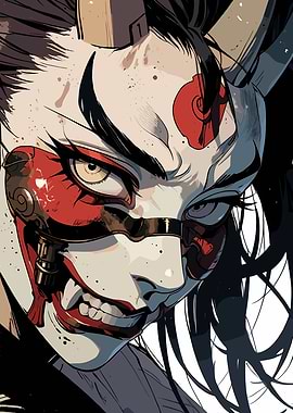 Demonic Masked Warrior Close-up