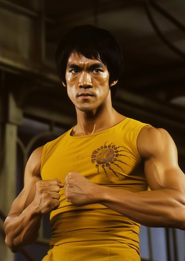 Bruce Lee in Yellow Tank Top