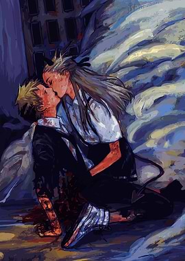 Angel and Devil Kissing