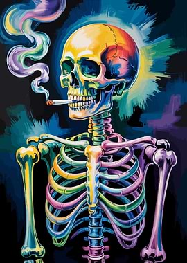 Colorful Skeleton Smoking