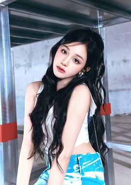 pharita babymonster in White Top and Blue Pants