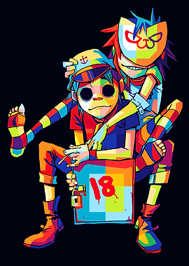 Gorillaz 2D and Murdoc Pop Art