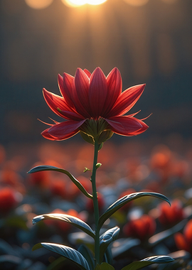 Red Flower in Sunlight