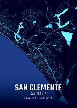 San Clemente California Midnight City Map