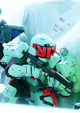 Futuristic Soldier with Rifle