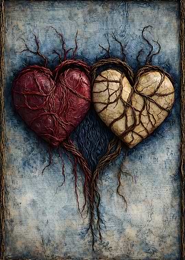 Two Hearts Entwined with Roots
