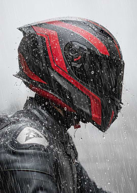Motorcyclist in Rain