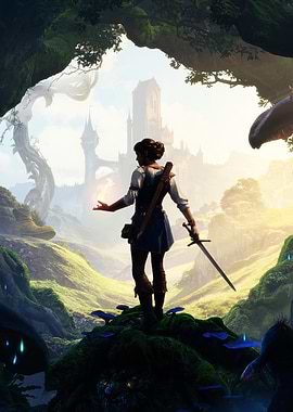 Fantasy Warrior in Magical Landscape