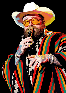 Teddy Swims in Cowboy Hat with Colorful Poncho