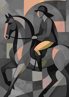 Equestrian Rider in Abstract Style