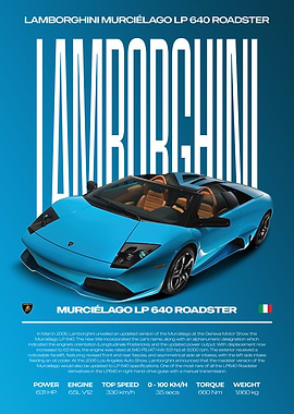 Lamborghini Murciélago LP 640 Roadster Car Poster