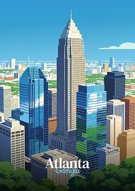 Atlanta Georgia Skyline Illustration